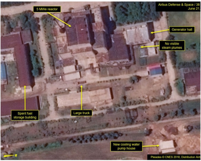 人造衛星圖片顯示北韓正提升核子反應堆和其他基建設施。圖：北緯38度