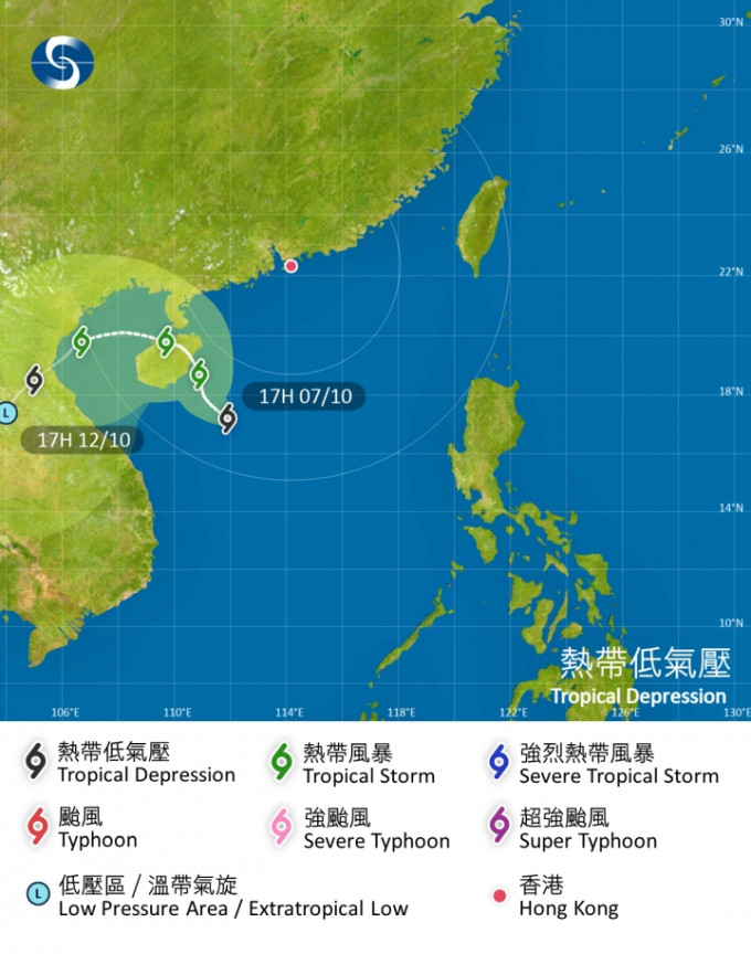 位于南海中部的热带气旋会在今日移向海南岛一带。
