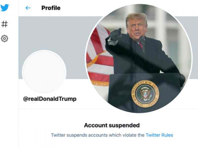 Twitter將特朗普的帳戶永久停運。AP