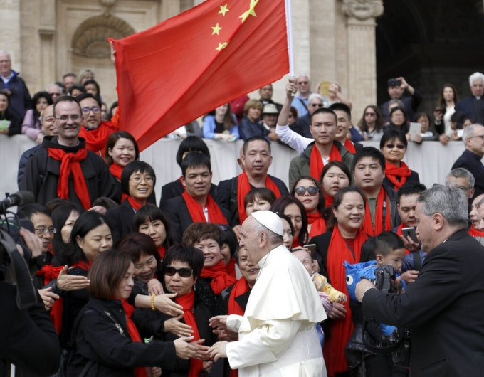 教宗2018年与来自中国信徒见面。AP资料图片