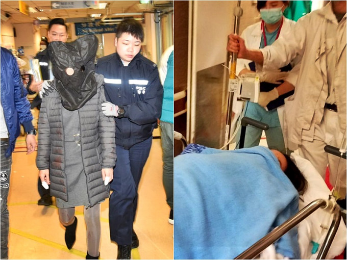 涉刀傷二奶(右圖)的大婆(左圖)被警方拘捕。