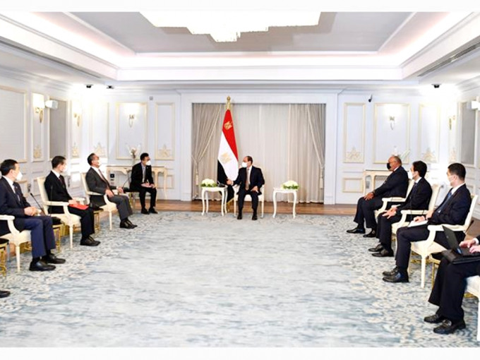 埃及總統塞西晤王毅。埃及總統府官網圖片