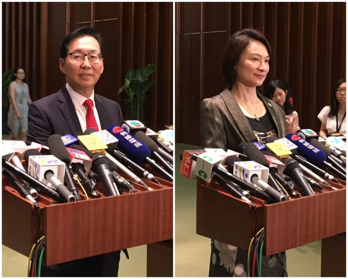 财委会主席陈健波(左)和民建联主席李慧琼。