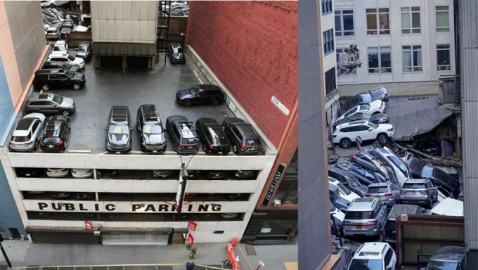 紐約曼哈頓多層停車場倒塌，至少1死5傷。AP/路透