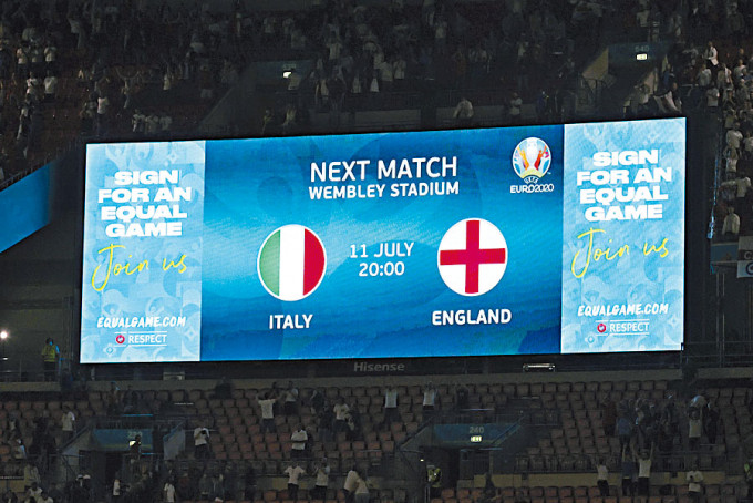 今屆歐國盃決賽由英格蘭對意大利。