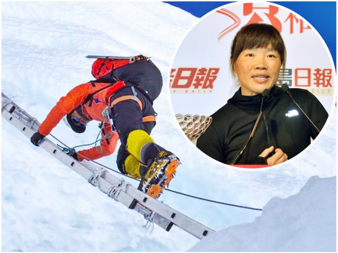 曾燕紅（小圖，資料圖片）在26小時內成功登頂，有望成為全球最快在珠峰登頂的女性。網圖