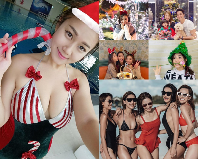 一众艺人于社交网分享「圣诞Look」照片。