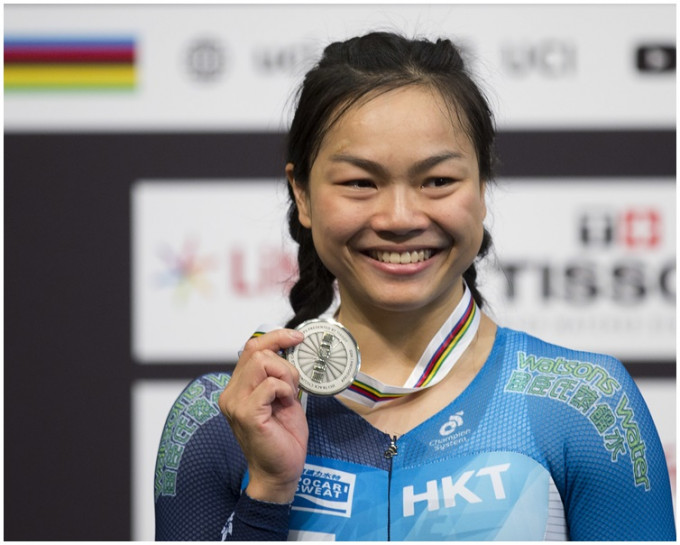 李慧詩在世界場地單車錦標賽奪得凱林賽銀牌。AP