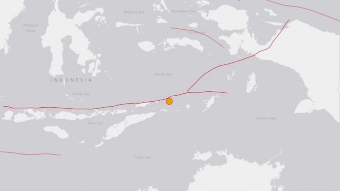 印尼東部海域凌晨發生黎克特制6.2級地震。美國地質勘探局截圖
