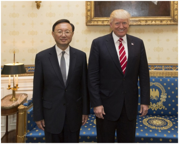 特朗普在白宮會見楊潔篪。新華社資料圖片