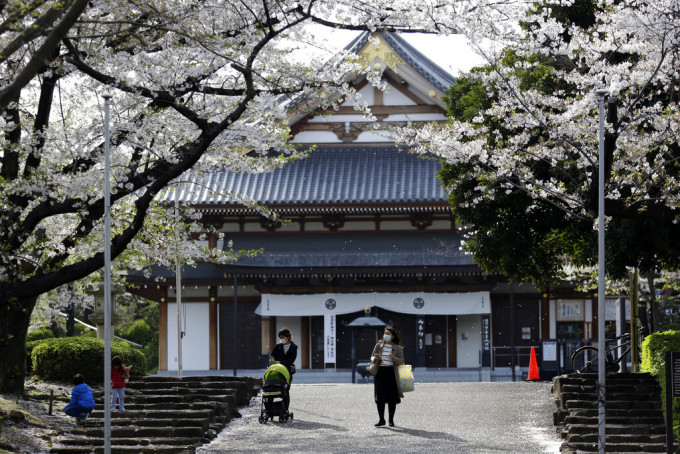 東京不少民眾漠視疫情外出賞櫻。AP