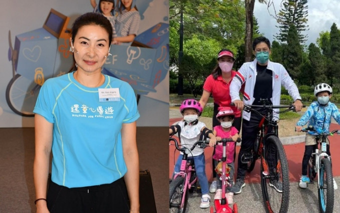 郭晶晶表示小朋友最近特别爱踩单车。