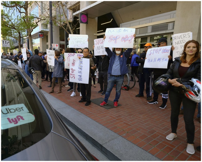 美国多个城市有Uber司机示威。AP