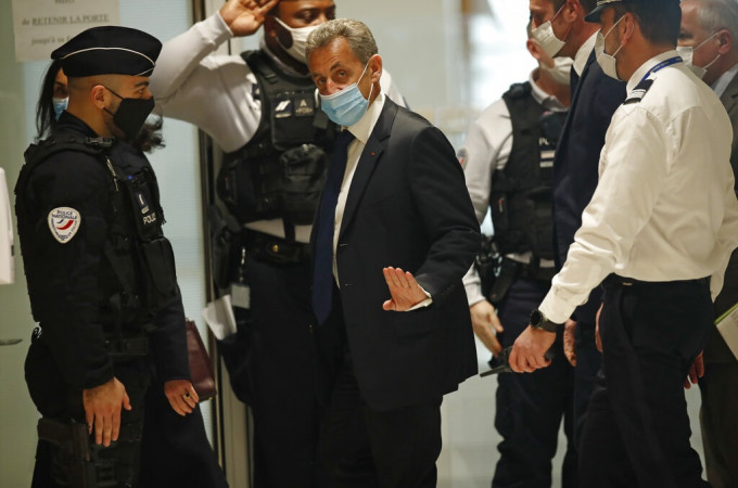 法國前總統薩爾科齊貪污罪成。AP資料圖片
