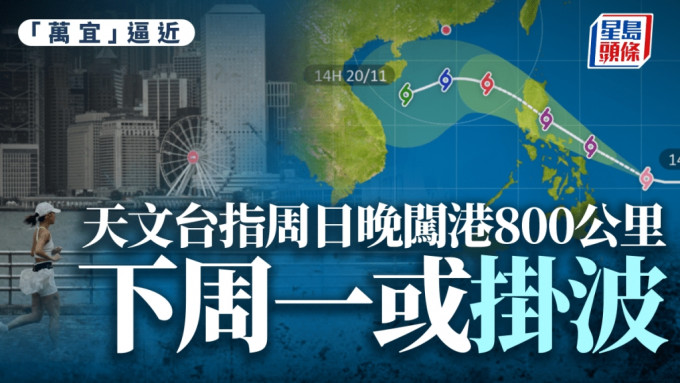 颱風萬宜︱天文台：最快周日闖港800公里範圍 下周一或發熱帶氣旋警告