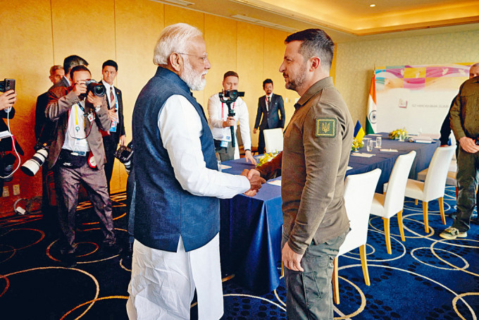 澤連斯基周六在廣島與印度總理莫迪會談。