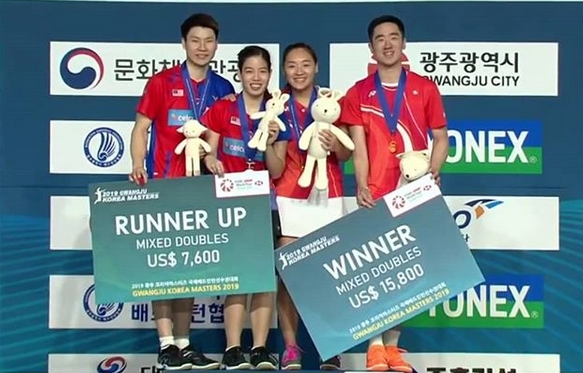 鄧俊文（右）與謝影雪（右二）奪得今季第二冠。網上圖片