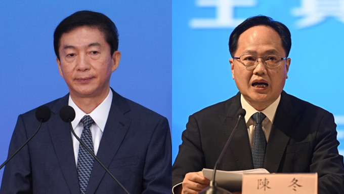 香港11名党代表包括中联办主任骆惠宁(左)及副主任陈冬(右)。资料图片