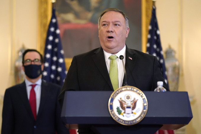 美国国务卿蓬佩奥再次批评伊朗支援恐怖组织，警告违反禁令的人，不论是谁，都会面临制裁风险。AP图片