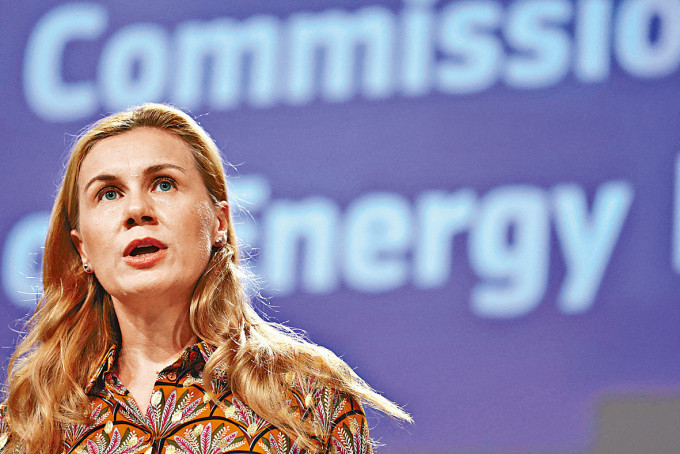 欧盟能源专员西姆森举行记者会。