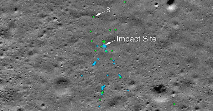 9月失联印度「月船2号」残骸寻获。截图NASA官网。