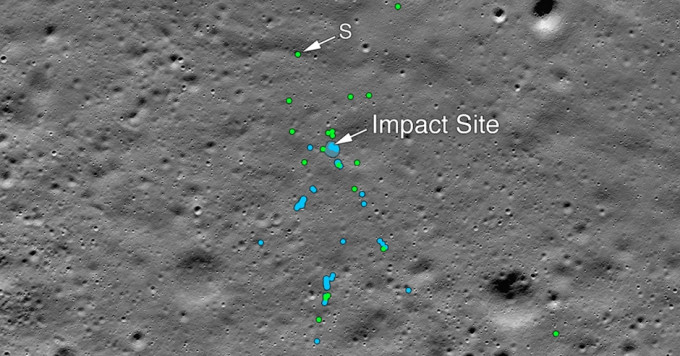9月失聯印度「月船2號」殘骸尋獲。截圖NASA官網。