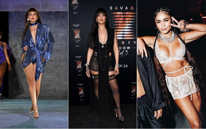 Rihanna（中）为自家品牌举行内衣骚，并于串流平台首播。