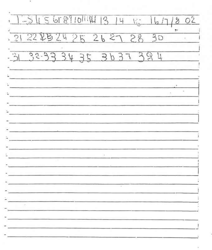 五歲女童生前曾寫的數目字。