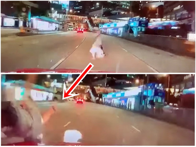 网上流传涉案的士的车Cam片段，见到女事主被撞一刻。网上短片截图