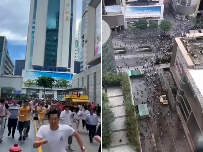 深圳華強北賽格大樓發生晃動，大量民眾爭相撤離。