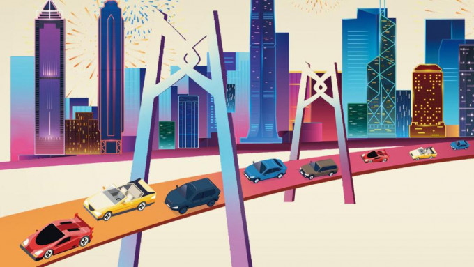 香港汽车会本周日（31日）在港珠澳大桥举行大型汽车巡游。 FB图