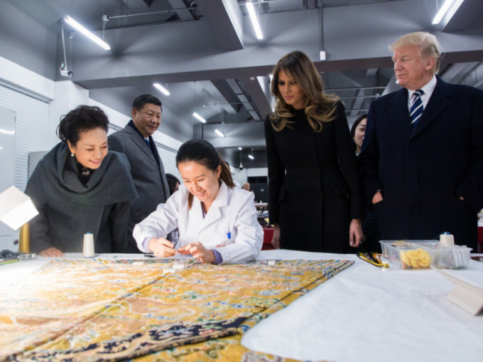 特朗普與夫人到訪中國。twitter圖片