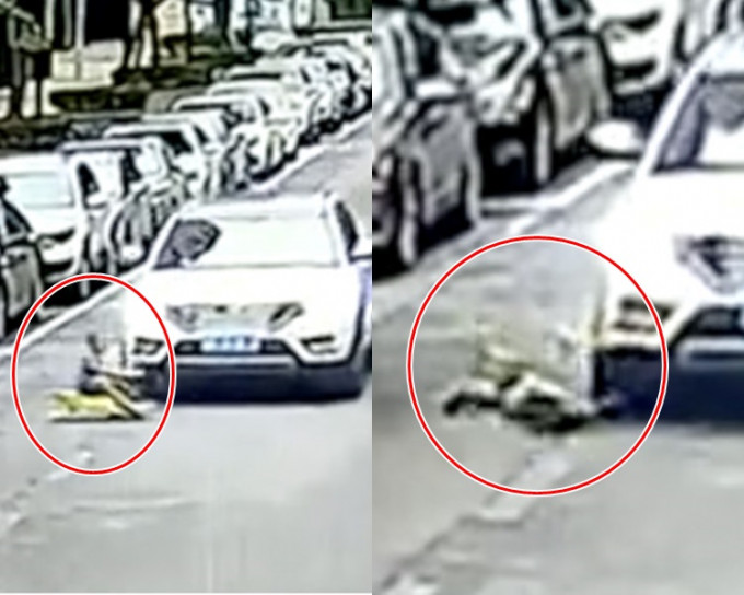 广西一名男童于路中心玩滑板车被辗毙。网上图片
