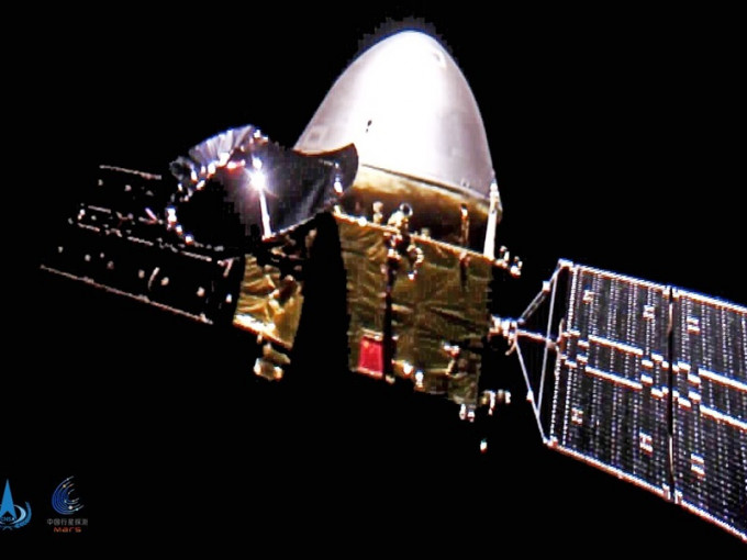 「天問一號」探測器首次深空「自拍」 。新華社（國家航天局供圖）