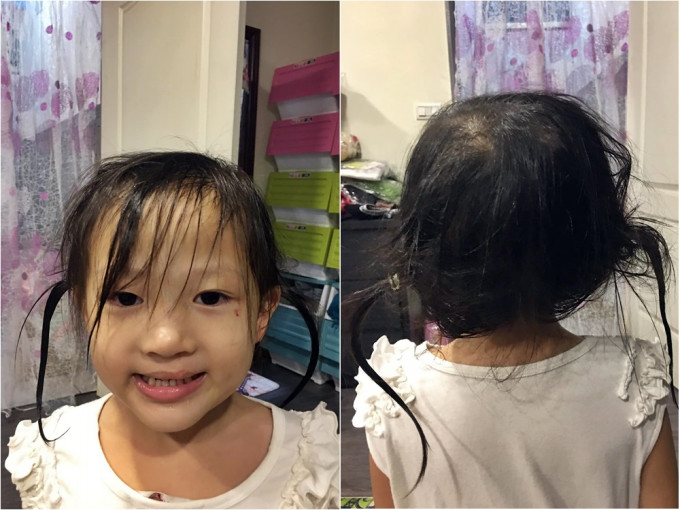 台湾一位妈妈在网上分享老公替女儿洗头的情况。FB群组「爆怨2公社」图片