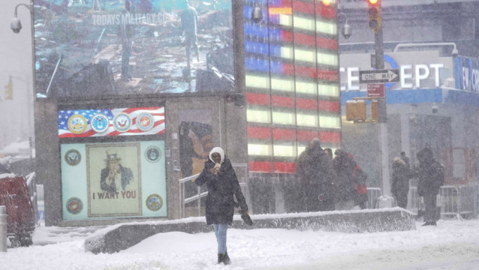 紐約暴風雪天氣。AP圖片