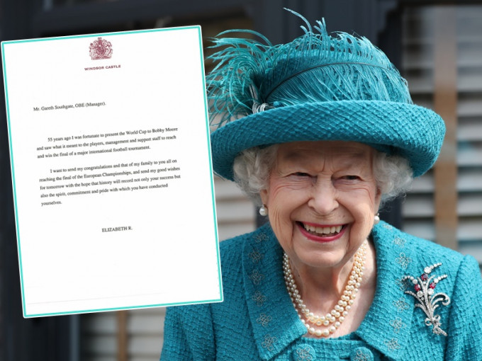 英女皇发信向英格兰球员送上祝福。AP