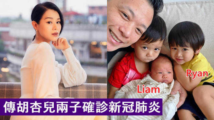 胡杏兒二子幼子傳確診新冠肺炎，留深圳醫院接受隔離治療。