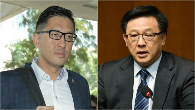 林卓廷（左）申請將誹謗案無限期押後獲高院批准。右圖為何君堯。資料圖片