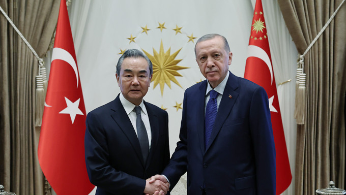 土耳其总统埃尔多安会见王毅。新华社