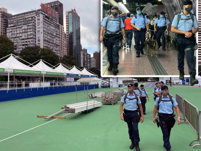 反恐特勤隊於多個馬拉松比賽途經的主要路段附近進行高姿態巡邏。香港警察fb圖片