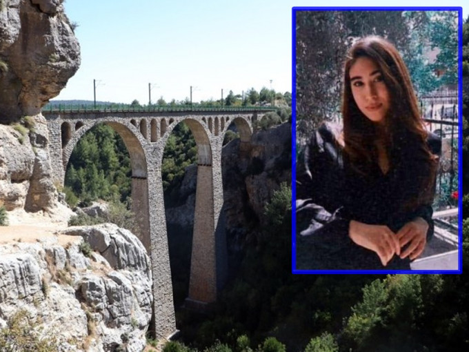 瓦尔达高架桥景色秀丽，小图为堕崖女子。