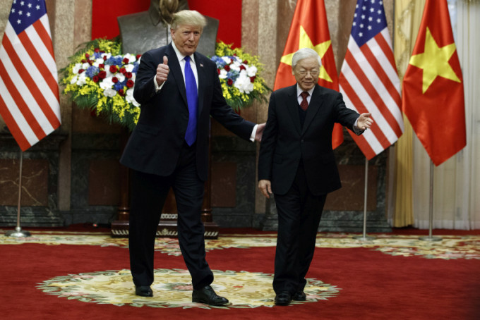 特朗普與越南國家主席阮富仲會面。AP