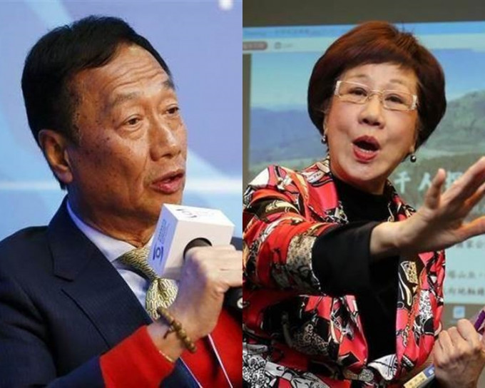 郭台铭（左）宣布弃选，而吕秀莲则参选，令2020总统大选出现变数。