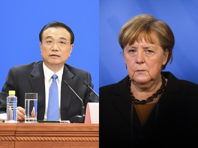 中國總理李克強（左）及德國總理默克爾（右）。新華社及AP資料圖片