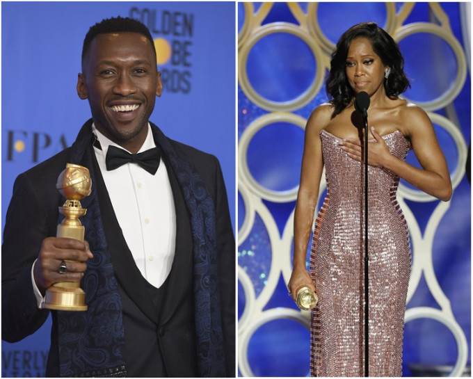 Mahershala Ali（左）及Regina King（右）皆是非裔血统。AP