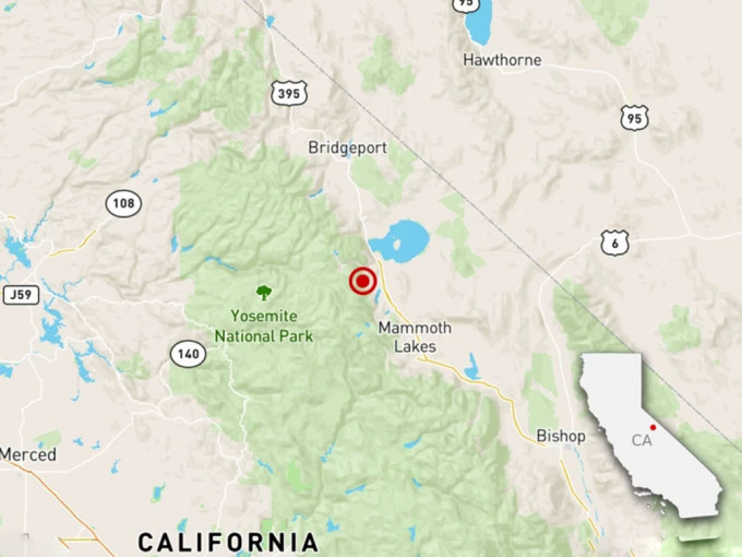 美国加州接近内华达州边界发生5.9级地震。