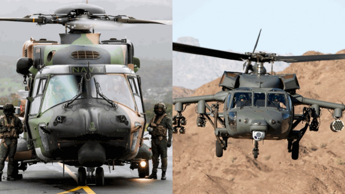 法国「太攀蛇」（Taipan，左）与美国「黑鹰」（Black Hawk，右）军用直升机。 网上图片