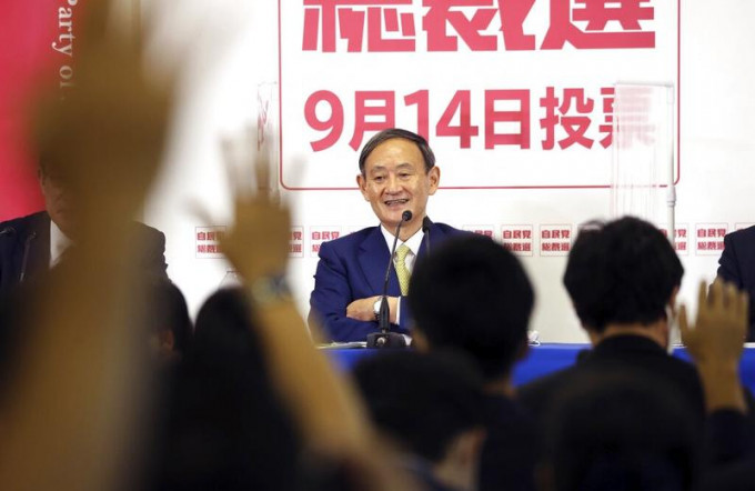 內閣官房長官菅義偉大熱當選新總裁。AP資料圖片