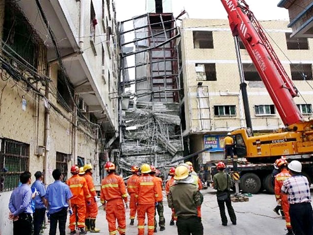 東莞市高埗鎮三聯村一處在建鋼架結構構築物坍塌。網圖